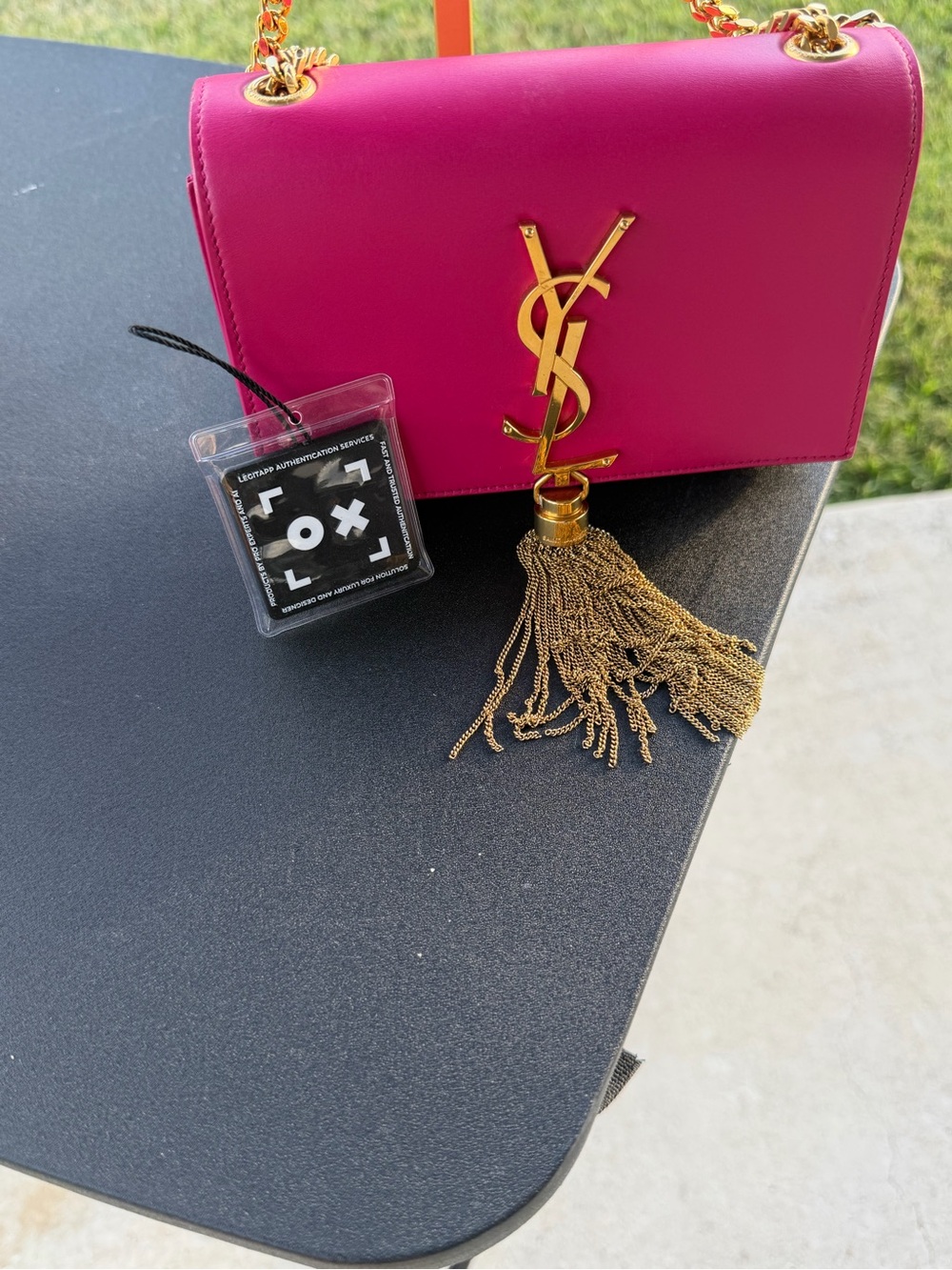 Saint Laurent Hot Pink Leather Tassel Chain Wallet with Gold Hardware - Picture 15 of 16